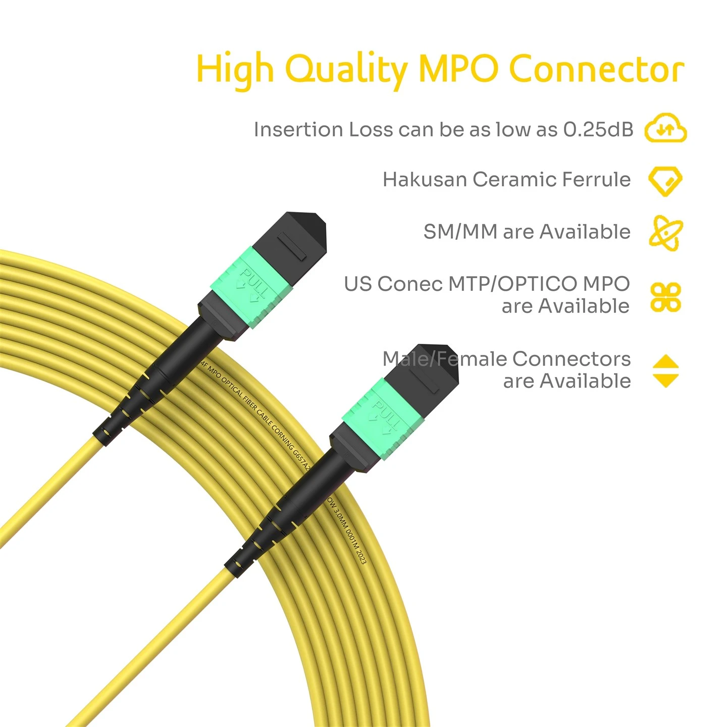 24F MPO Male To MPO Female Trunk Cable OS2 24F MPO Male To MPO Female Trunk Cable OS2